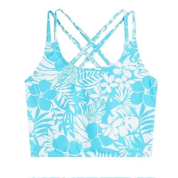 NWT New Kanu Surf Girls 14 Floral Criss Cross Strap 2 Piece Tankini Swimsuit - Picture 2 of 3
